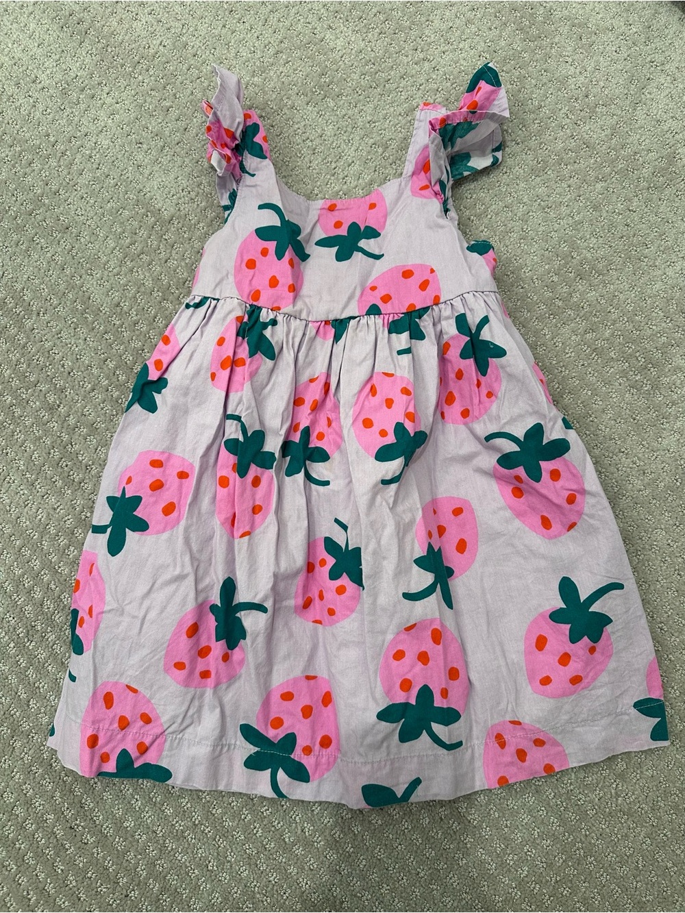 Hanna Andersson Ruffle Sleeve Dress, Pink Berry Blast on Purple, Size 4